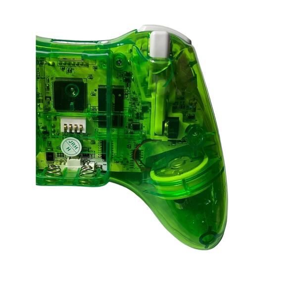 Xbox 360 Green Translucent Wireless Controller Gamepad Double Motor Back Missing - Picture 10 of 10